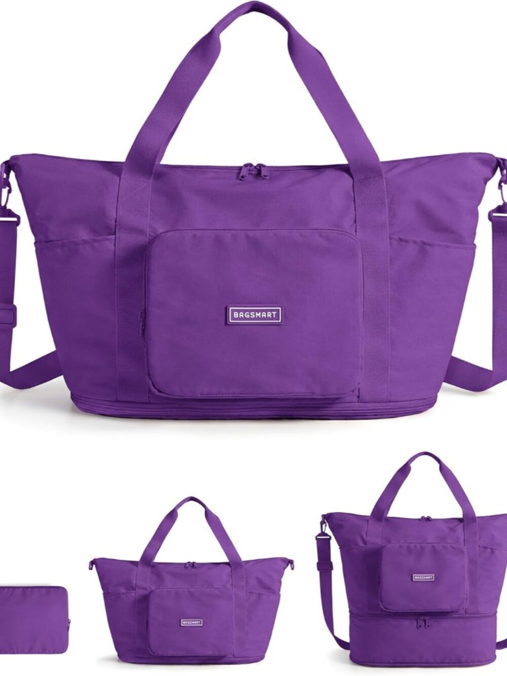 Foldable Travel Bag, 37L Duffle Bag for Travel, Expendable Carry on Weekender Du